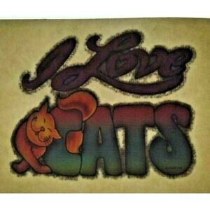 I Love Cats Screamin Gleamin Glitter Iron-On Decal Donruss 1970s Vintage Kittens
